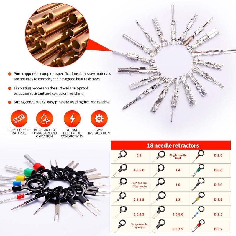 dakewang 899Pcs 24types Automotive Pin Connectors Kit, 1/1.5/1.8/2.2/2.3/2.8/3.5mm Male&Female Wire Pins, Non Insulated Wire Terminal Pin Kit. - Image 4